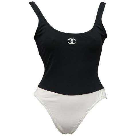 chanel black and white bikini|Chanel bathing suits.